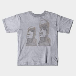 Mo'ai - Easter Island Monolith Heads (Brown Swirls) Kids T-Shirt